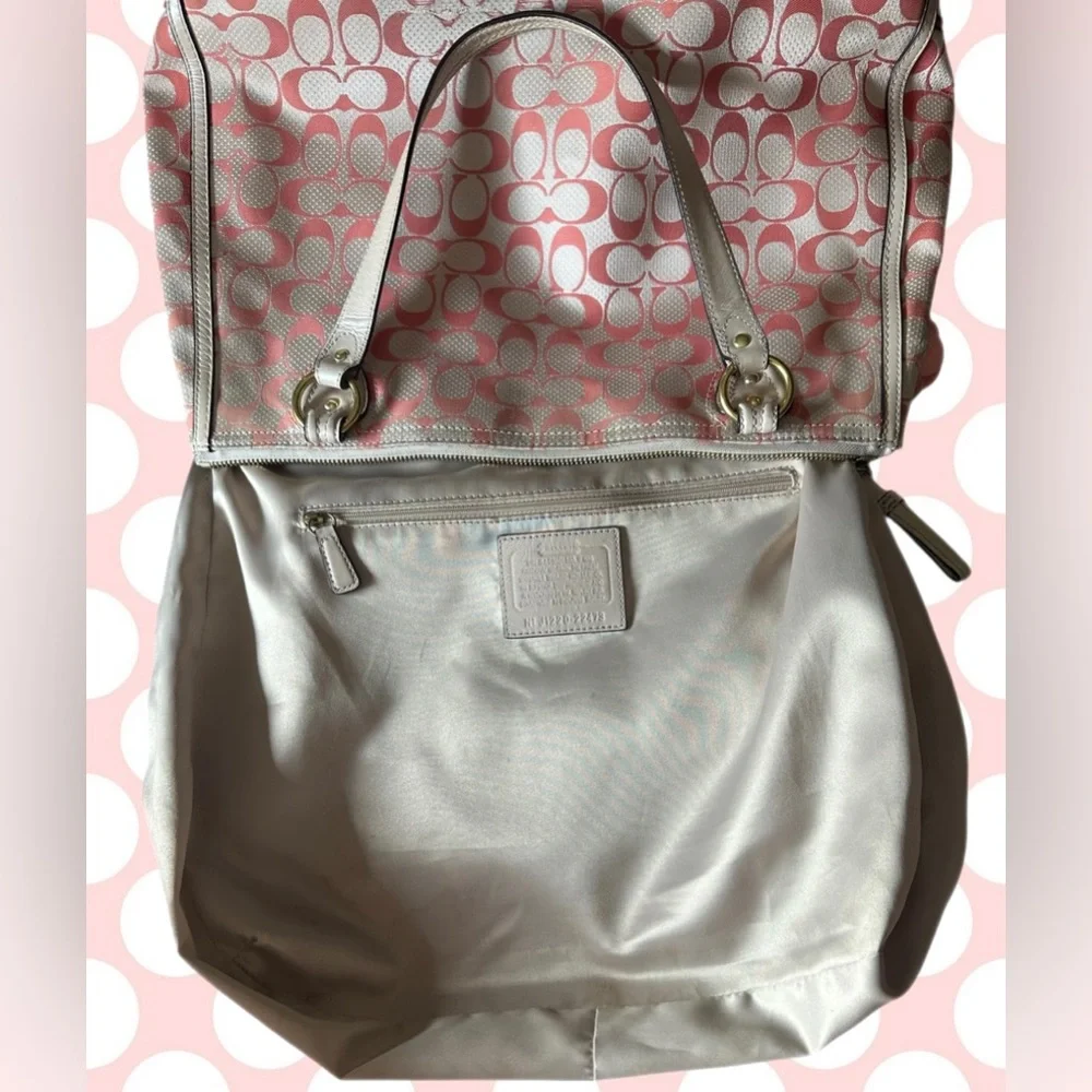 COACH Signature Poppy C Dot Hallie Tote